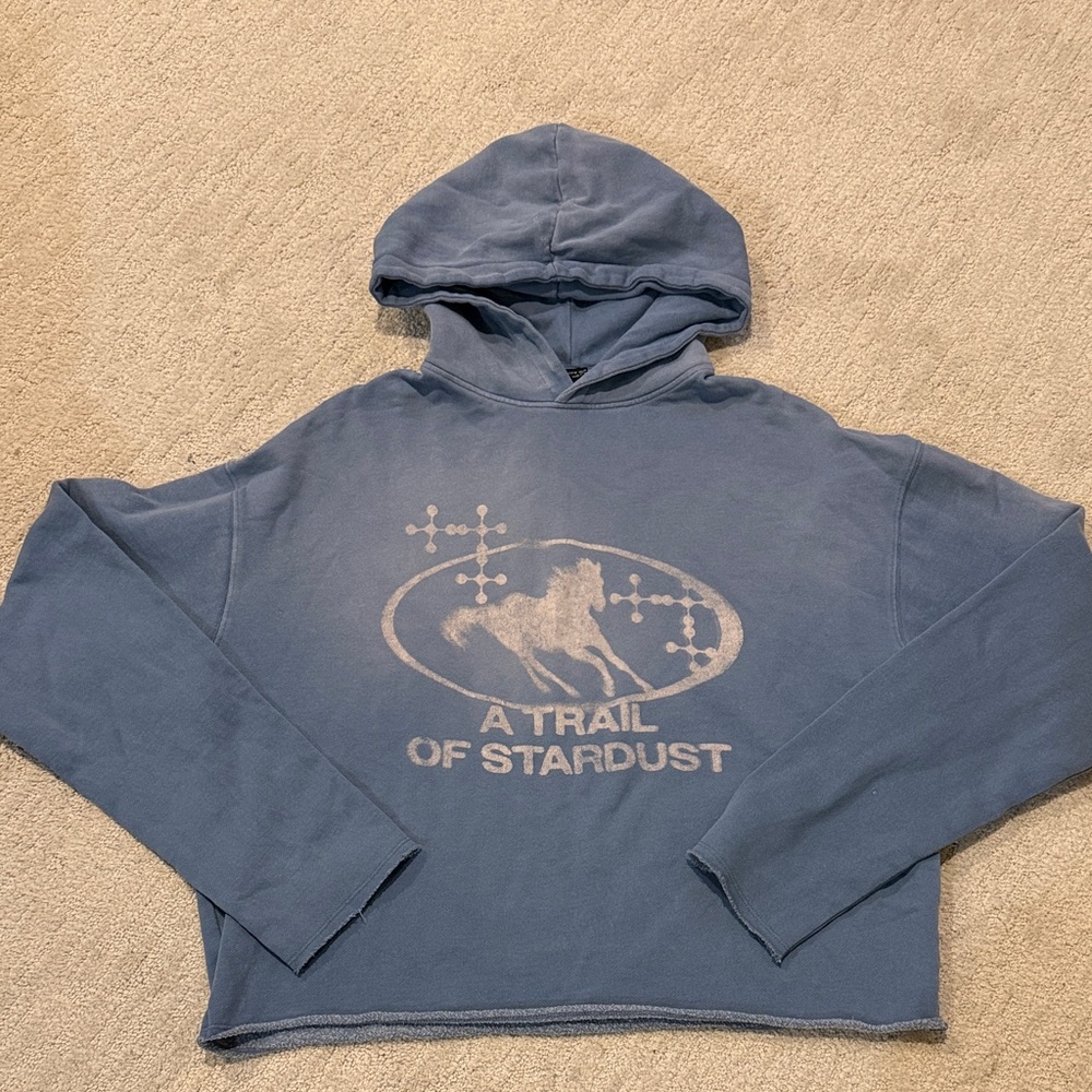 Zara Blue Hoodie with White Graphic